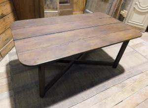 tav129 trestle table from the 19th century, dimensions cm 161 x 89, height cm 68